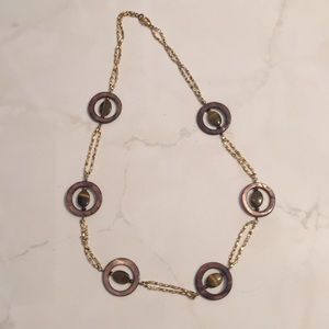 Gold chain and tortoise shell necklace